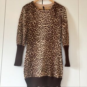 Leopard print Fitted knee high thick knit dress